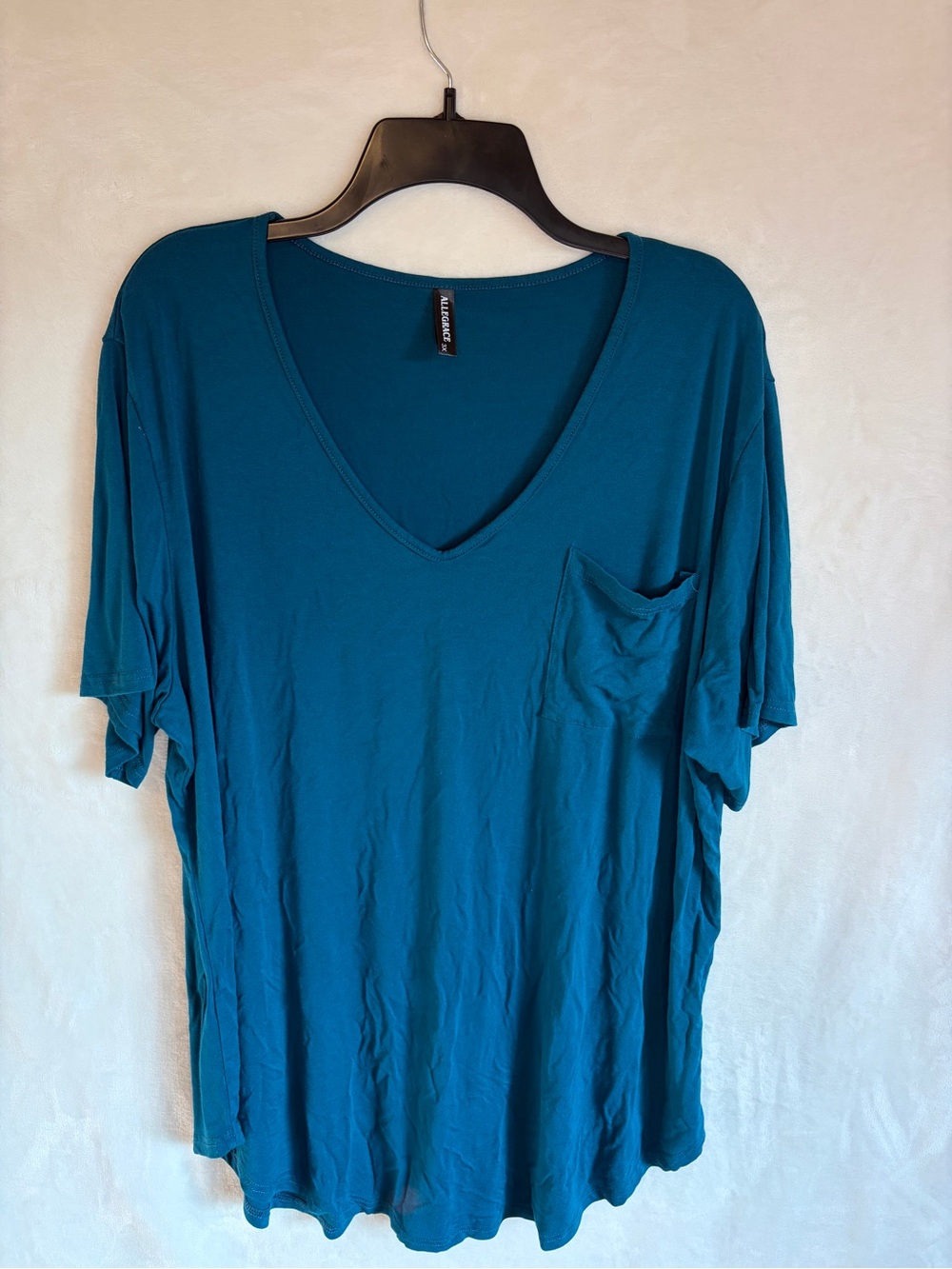 Relaxed V-Neck Pocket Tee in Teal Women’s 3X
